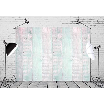 Loccor 10x8ft Fabric Mint Green Wood Backdrop Baby Shower Banner Birthday Party Decor for Kids Toddl...