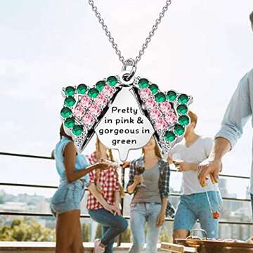 CENWA Sorority Gifts Pretty In Pink Locket Necklace