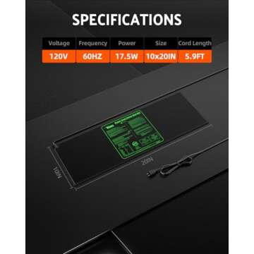 iPower 2-Pack Durable Waterproof Seedling Heat Mat 10" x 20" Warm Hydroponic Plant Germination Starting Pad, 2 Pack, Black