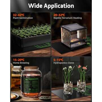 iPower 2-Pack Durable Waterproof Seedling Heat Mat 10" x 20" Warm Hydroponic Plant Germination Starting Pad, 2 Pack, Black