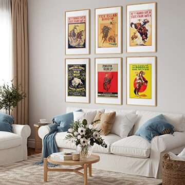 Cowboy Rodeo Publicity Vintage Decor, Cute & Unique Cafe Bar Home Decor Vintage Poster, Retro Cowboy Action Art Bar Accessories Western Signs & Posters Aesthetic Cowboy Wall Decor Set of 6 (8 x 10)
