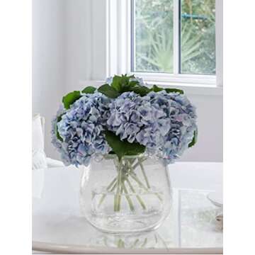 Amatesy Glass Purse Vase for Flowers,Unique Round Shaped Glass Bag Vase with Handle and Bubbles,Centerpieces Clear Hand Blown Glass Purse Vase for Kitchen, Bathroom, Living Room and Home Decor