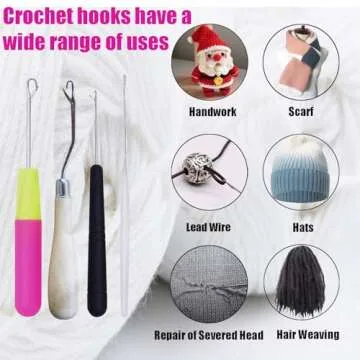 HAMIYELL Pack of 5 Different Sizes Latch Hook Crochet Needle Hook Tools for Braid Hair, Scarf Carpet Making and Other Crafts