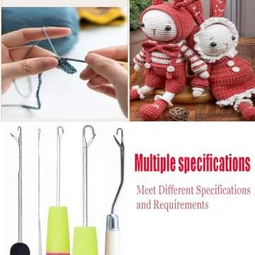 HAMIYELL Pack of 5 Different Sizes Latch Hook Crochet Needle Hook Tools for Braid Hair, Scarf Carpet Making and Other Crafts
