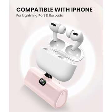 Pink Portable Charger 5000mAh with Metal Stand for iPhone