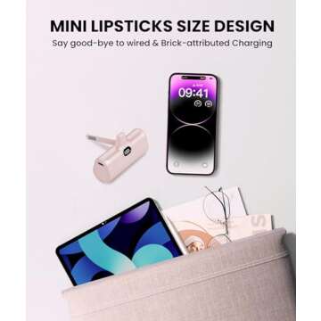 Pink Portable Charger 5000mAh with Metal Stand for iPhone