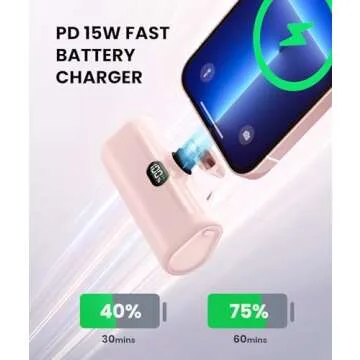 Pink Portable Charger 5000mAh with Metal Stand for iPhone