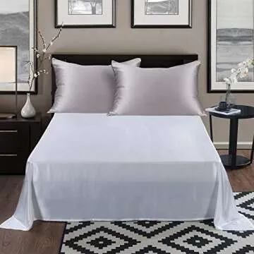 ALASKA BEAR Silk Pillowcase Queen Size for Hair and Skin Beauty Sleep 100 Percent Organic Pillow Slip Case with Random Color Scrunchie Gift Set (1 Pack, Grey)