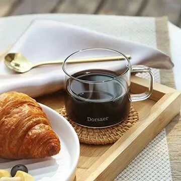 Dorsaer Glass Cups -6oz Small Crystal Clear Glass Coffee Cup for Latte,Cappuccino,Hot Chocolate,Tea and Juice (Set of 2)