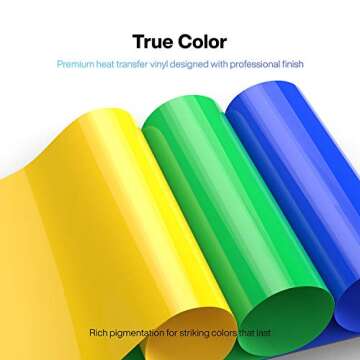 Primology Heat Transfer Vinyl: 35 Pack 12" x 10" Premium Iron On Vinyl, HTV Vinyl for T-Shirts - 31 Assorted Colors - Black, White, Gold, Neon for Cricut, Silhouette Cameo, Heat Press Machine
