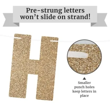 Gold Glitter Happy New Year Banner - Pre-Strung Delight