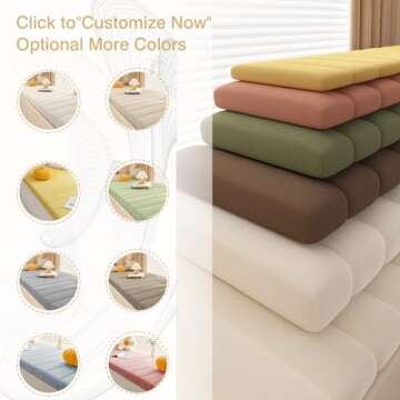 JYCASC Custom Bench Cushions for Indoor Furniture, Waterproof Circle Fleece Bay Window Seat Cushions Indoor, Anti-Cat Scratch Window Bench Cushion, High-Density Sponge Cushion for Bench