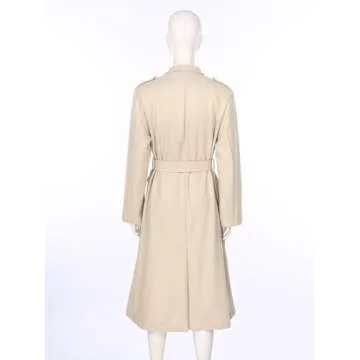 YONGHS Womens Casual Long Trench Coat Open Front Lapel Overcoat Windproof Classic Peacoat with Self-Tie Belt Beige Small
