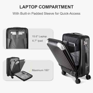 LEVEL8 Grace 20 Inch Carry On Luggage with Spinner Wheels