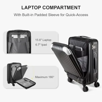 LEVEL8 Grace 20 Inch Carry On Luggage with Spinner Wheels