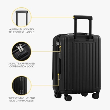 LEVEL8 Grace 20 Inch Carry On Luggage with Spinner Wheels