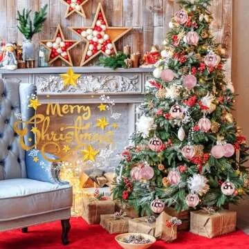 JULMELON 24PCS Large Christmas Balls Ornaments,60mm/2.4 in Shatterproof Plastic Decorative Xmas Tree Ornaments, Assorted Christmas Ball Ornaments for Wedding Mothers Day Party Decorations (Pink)