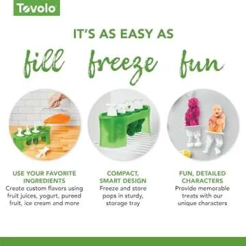 Tovolo Zombie Popsicle Molds (Set of 4) - Mess-Free Silicone Ice Pops with Reusable Sticks for Freezer Snacks / Dishwasher-Safe & BPA-Free,Green/White