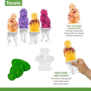 Tovolo Zombie Popsicle Molds (Set of 4) - Mess-Free Silicone Ice Pops with Reusable Sticks for Freezer Snacks / Dishwasher-Safe & BPA-Free,Green/White