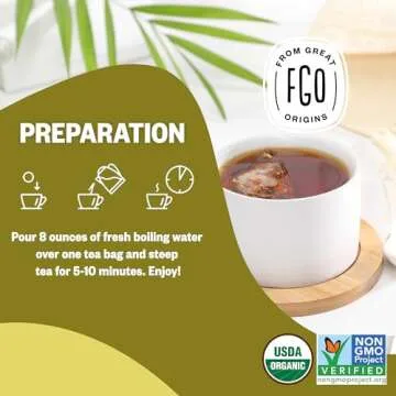 FGO Organic Roasted Dandelion Root Tea, 100 Count, Eco-Conscious Tea Bags, Resealable Bag, Caffeine Free, Packaging May Vary (Pack of 1)