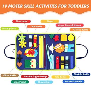 Hooku Busy Board for 1 Year Old, Montessori Toys for 2 Year Old, Baby Sensory Toys for Toddlers 1-3,...