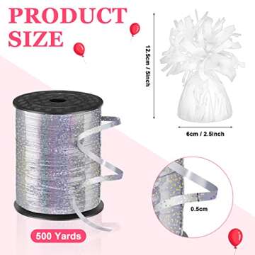 Yunsailing 24 Pcs Balloon Weights Metallic Holder Anchors with 1 Roll Iridescent Ribbon Centerpieces...