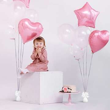 Yunsailing 24 Pcs Balloon Weights Metallic Holder Anchors with 1 Roll Iridescent Ribbon Centerpieces Decoration for Helium Balloons Birthday Wedding 2025 Graduation Party(Silver, White)