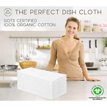 HONEST WEAVE GOTS Certified 100% Organic Flour Sack Cotton Kitchen Hand and Dish Towel Sets - Extra Large 27x27 inches, Fully Hemmed, 12-Pack, Natural Tan