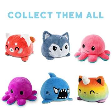 TeeTurtle - The Original Reversible Octopus Plushie - Dark Purple + Light Purple - Cute Sensory Fidget Stuffed Animals That Show Your Mood