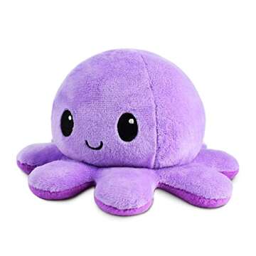TeeTurtle - The Original Reversible Octopus Plushie - Dark Purple + Light Purple - Cute Sensory Fidget Stuffed Animals That Show Your Mood