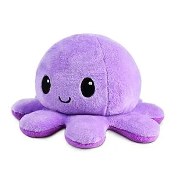 TeeTurtle - The Original Reversible Octopus Plushie - Dark Purple + Light Purple - Cute Sensory Fidget Stuffed Animals That Show Your Mood