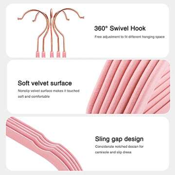 Cozymood Pink Velvet Hangers - Premium Non-Slip Design