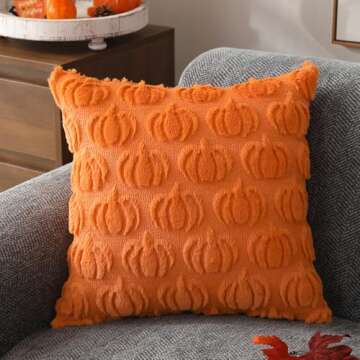 DFXSZ Fall Pillow Covers 20x20 Set of 2 Fall Decorations Autumn Orange Pumpkin Throw Pillow Cases Soft Plush Faux Fur Wool Couch Cushion Case for Chair Sofa Bedroom Living Room Home Decor PTK02C20