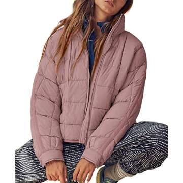 GeGekoko Women's Lightweight Oversized Long Sleeve Zip Water Resistant Packable Puffer Jacket Warm S...