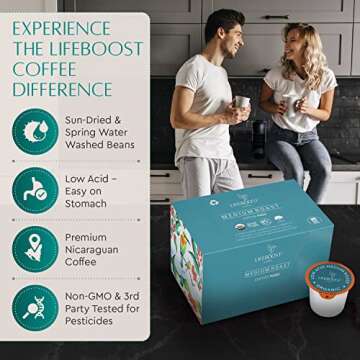 Lifeboost Medium Roast Low Acid Coffee K Cups - Single Origin Mold Free Non-GMO Organic Coffee Pods ...
