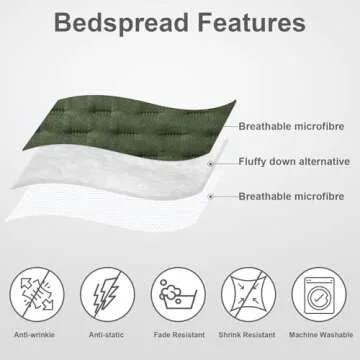 Hansleep Olive Green Quilt King Size - Pick Stitch Ultrasonic All Season Bedspread King, Soft Lightweight Coverlet Bedding Set, 3 Pieces (1 Quilt, 2 Pillow Shams)