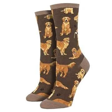 Socksmith Golden Retrievers Socks – Cute & Comfortable Crew Socks for Dog Lovers