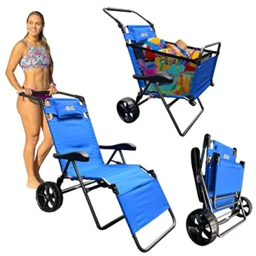 Beach Cart Chair – 2 in 1 Turns from Beach Cart to Beach Chair – Large Wheels – Easy to Use ?...