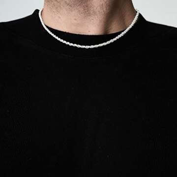 Silver Chain for Men - Rope Chain for Men 2mm Silver Chain Necklace for Men Diamond Cut Mens Silver Chain Sterling Silver Necklace for Men Sterling Silver Chain 16 Inch Rope Chain for Men Mens Jewelry