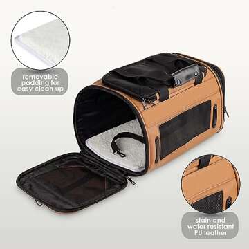 TSA Approved Leather Luxury Pet Carrier for Small Pets