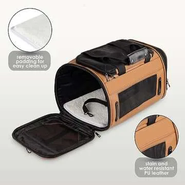 TSA Approved Leather Luxury Pet Carrier for Small Pets