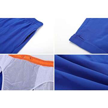 Tyhengta Men's Stretch Swim Trunks Quick Dry Beach Shorts with Zipper Pockets and Mesh Lining Deep Blue 38