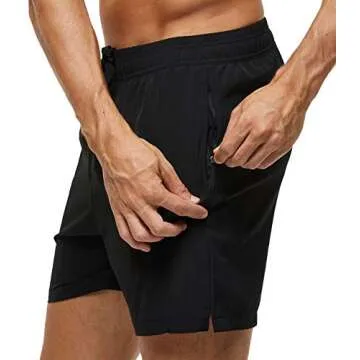 Tyhengta Men's Stretch Swim Trunks Quick Dry Beach Shorts with Zipper Pockets and Mesh Lining Deep Blue 38