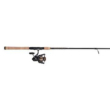 PENN 7’ Battle III Fishing Rod and Reel Spinning Combo, 7’, 1 Graphite Composite Fishing Rod with 6 Reel, Durable, Break Resistant and Lightweight,Black/Gold