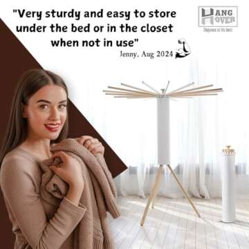 Collapsible Tripod Drying Rack – Foldable Laundry Stand, Indoor & Outdoor Holder for Clothing - Space Saving Hanger with 16 Poles and 315 inches Capacity, Octopus Style Clothes Pasta Bamboo Rack