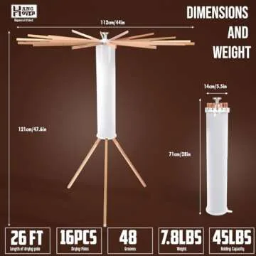 Collapsible Tripod Drying Rack – Foldable Laundry Stand, Indoor & Outdoor Holder for Clothing - Space Saving Hanger with 16 Poles and 315 inches Capacity, Octopus Style Clothes Pasta Bamboo Rack