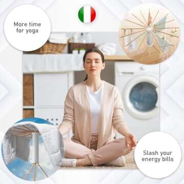 Collapsible Tripod Drying Rack – Foldable Laundry Stand, Indoor & Outdoor Holder for Clothing - Space Saving Hanger with 16 Poles and 315 inches Capacity, Octopus Style Clothes Pasta Bamboo Rack