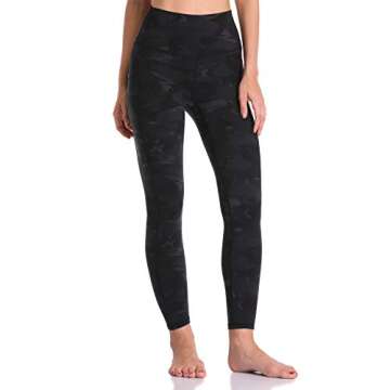 Colorfulkoala Women's High Waisted Tummy Control Workout Leggings 7/8 Length Yoga Pants with Pockets (S, Deep Grey Splinter Camo)