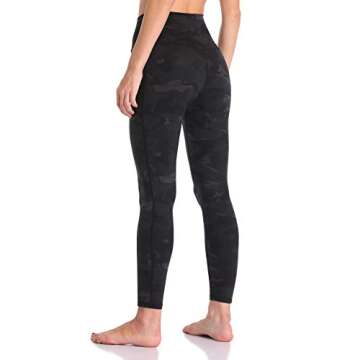Colorfulkoala Women's High Waisted Tummy Control Workout Leggings 7/8 Length Yoga Pants with Pockets (S, Deep Grey Splinter Camo)