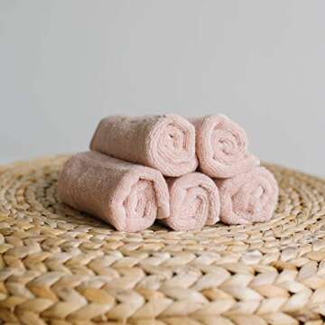 Natemia Organic Baby Washcloths - 10"x10" Baby Washcloths for Newborn, Pack of 6 Soft Organic Cotton Baby Towels, Baby Girl Washcloths, Wash Cloths for Babies, Organic Cotton Washcloths